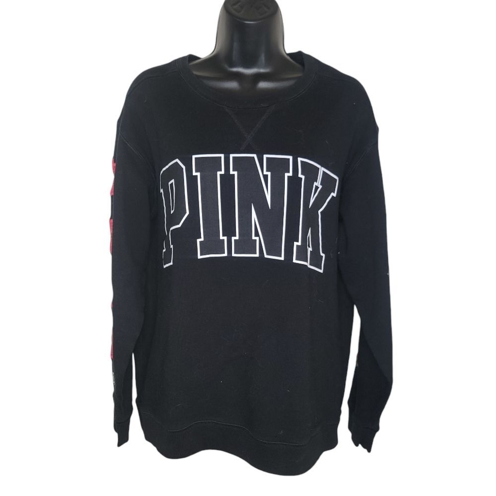 Victoria's Secret Pink Embroidered Rose Floral Sleeve Sweatshirt Medium